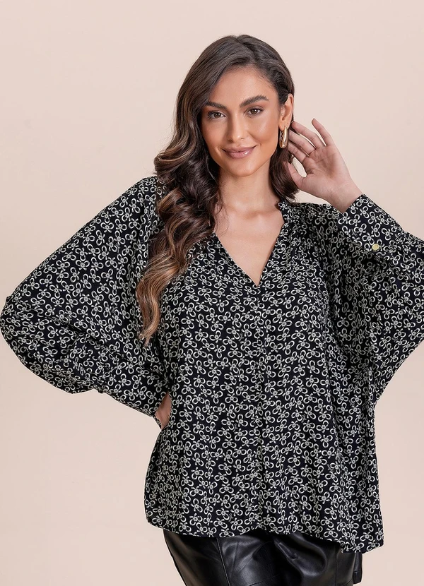 Angel - Blusa Viscose Estampada Preto