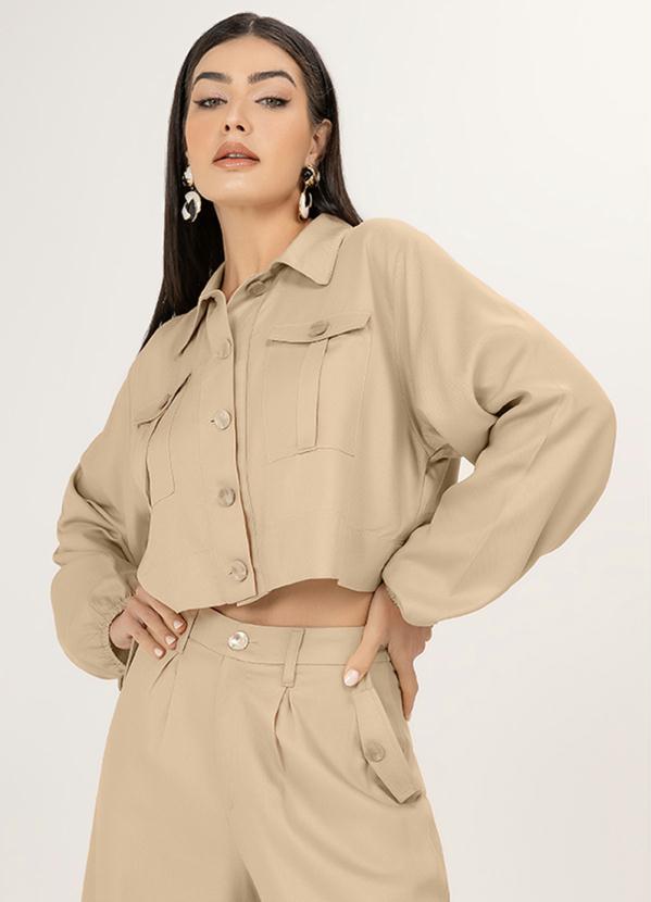 Angel - Blusa Viscose Manga Longa Bege