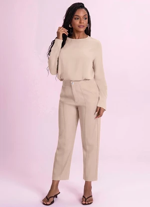 Angel - Blusa Viscose Manga Longa Bege - ANGEL