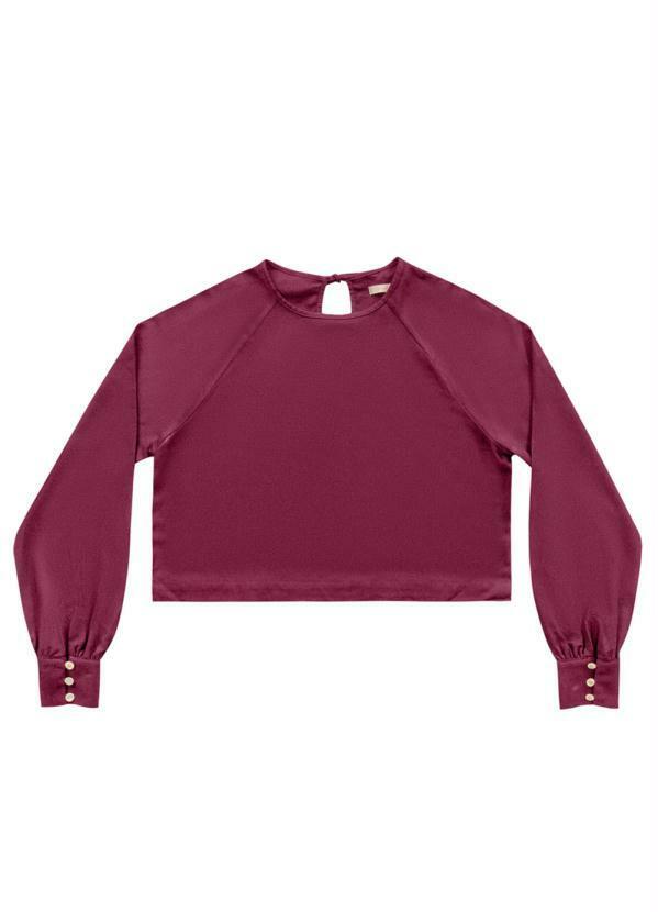 Angel - Blusa Viscose Manga Longa Bordo