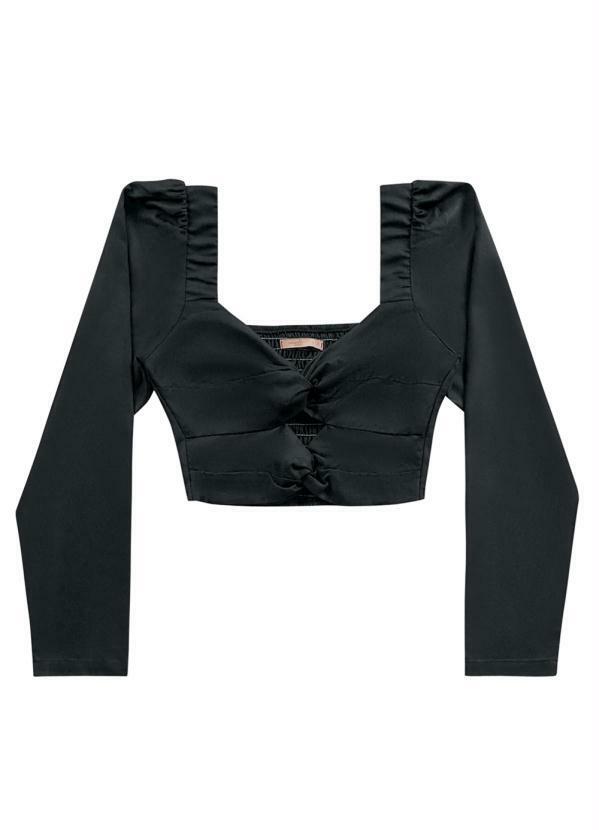 Angel - Blusa Viscose Manga Longa Preto