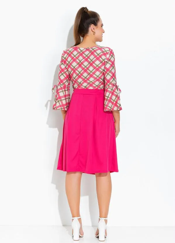 Rosalie - Blusa Xadrez Rosa Manga Sino 5