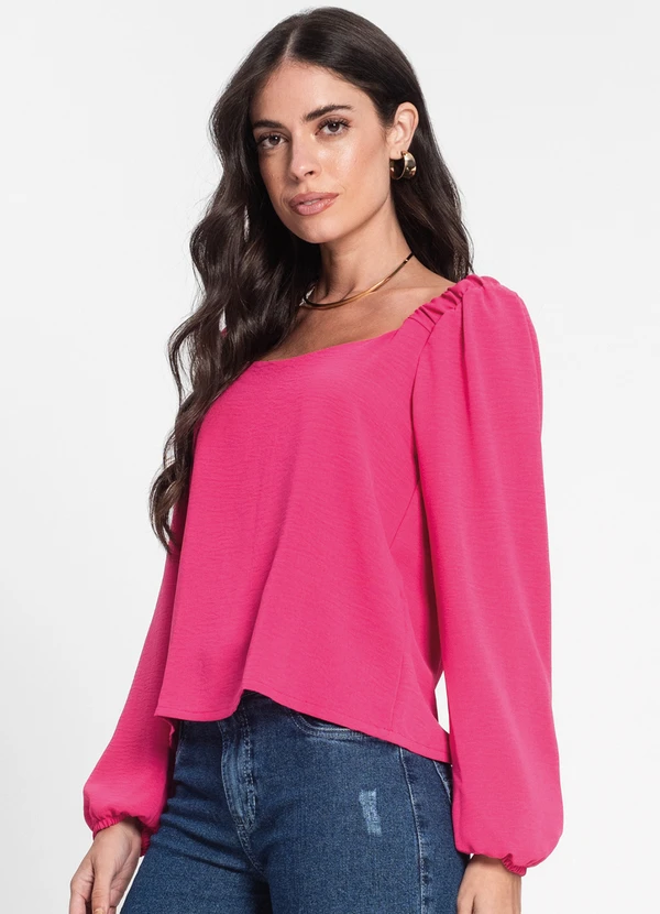 Rovitex - Blusa Feminina Manga Princesa Rosa