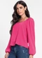 Rovitex - Blusa Feminina Manga 7/8 Vermelho - variação: Rosa