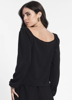 Rovitex - Blusa Feminina Manga 7/8 Preto - ROVITEX