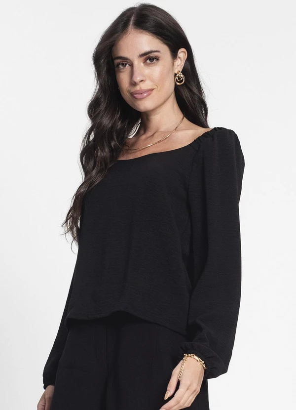 Rovitex - Blusa Feminina Manga 7/8 Preto