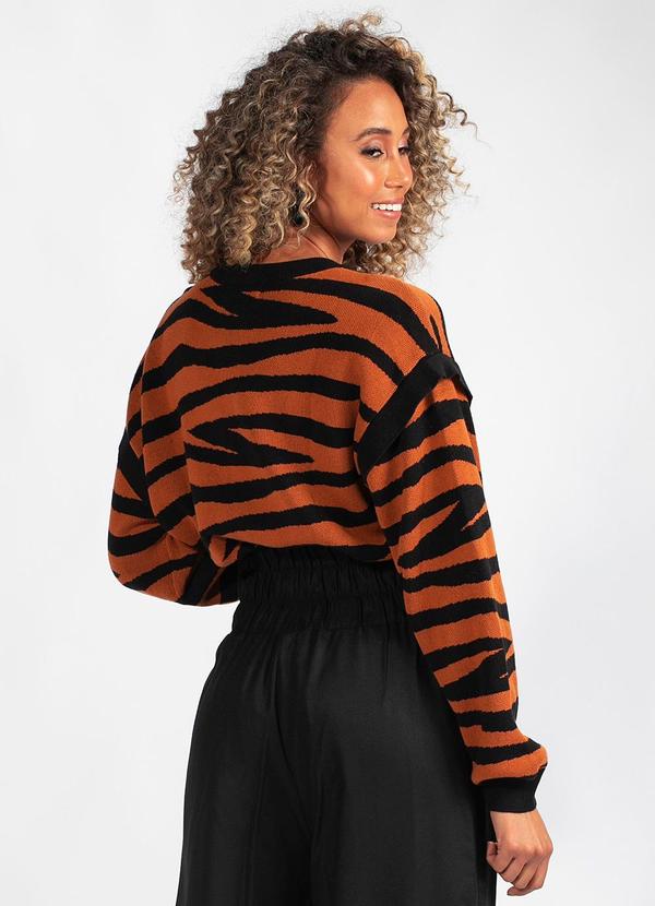 Hering - Blusão Animal Print Tricot Marrom 2