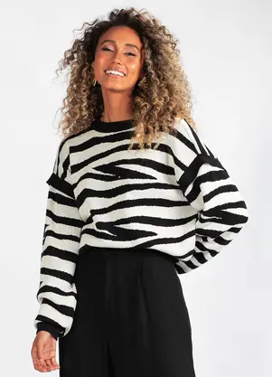 Hering - Blusão Animal Print Tricot Preto - HERING