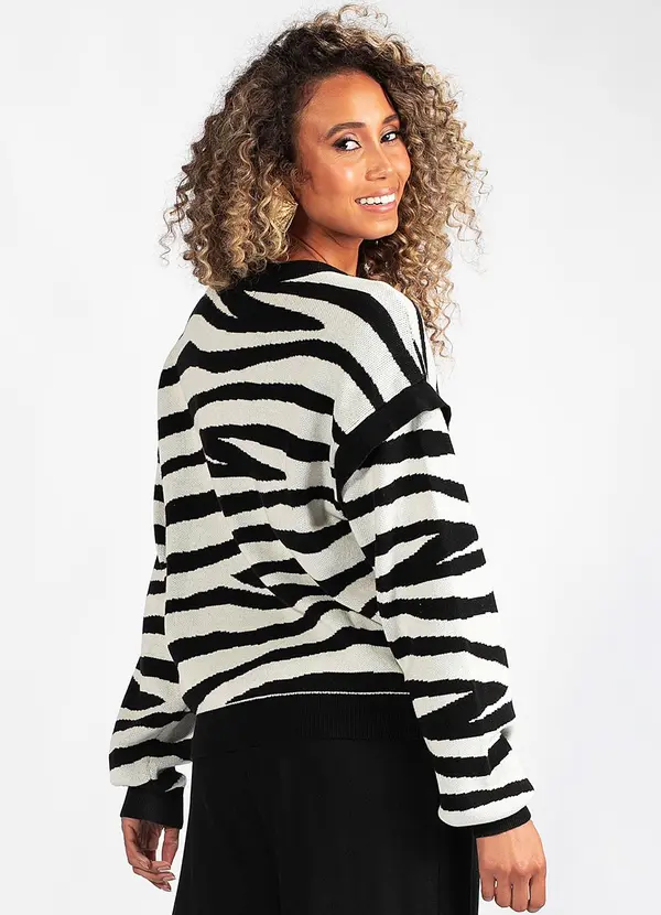 Hering - Blusão Animal Print Tricot Preto 2