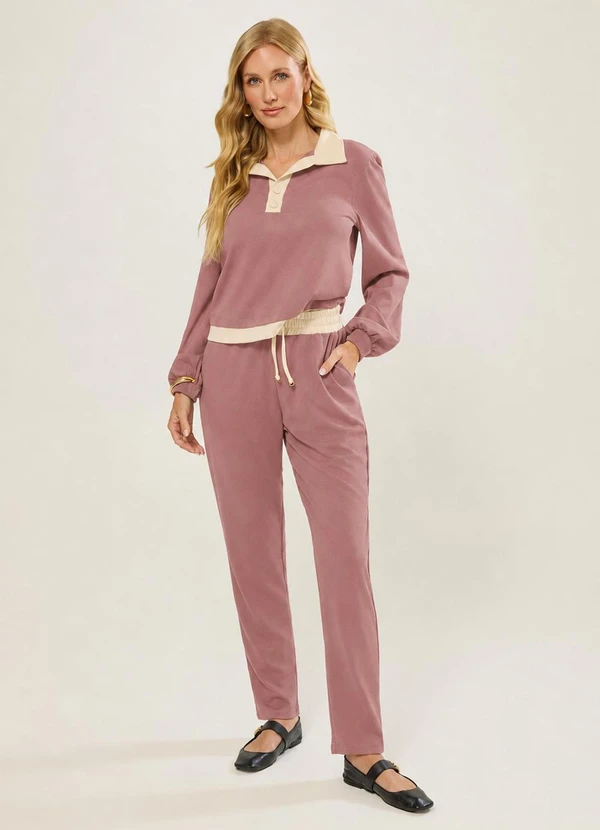 Naguchi - Blusao Bicolor Rosa Antigo