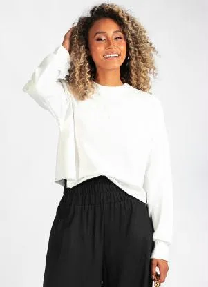 Colcci Blusão Cropped de Moletom Branco