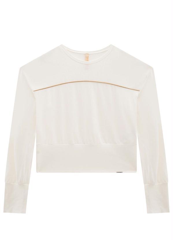 Lunender - Blusão Cropped em Moletom Branco Off White 4