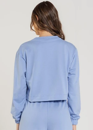 Just Basic - Blusão Cropped Feminino Azul - JUST BASIC