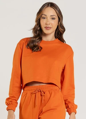 Just Basic - Blusão Cropped Feminino Laranja - JUST BASIC