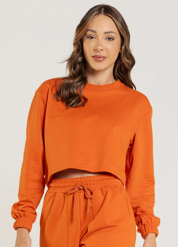 Just Basic - Blusão Cropped Feminino Laranja