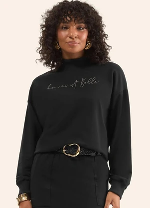 Rovitex - Blusão Estampado com Gola Alta Preto - ROVITEX