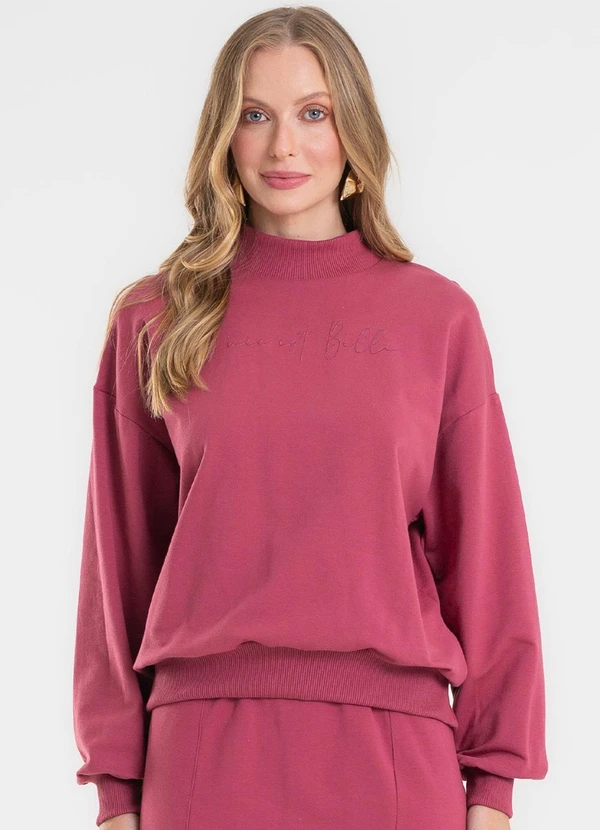 Rovitex - Blusão Estampado com Gola Alta Vermelho 1