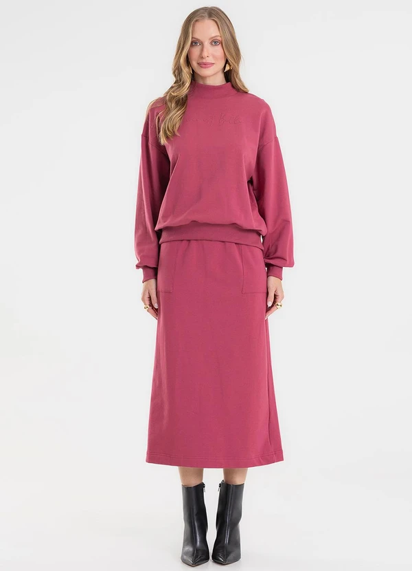 Rovitex - Blusão Estampado com Gola Alta Vermelho 2