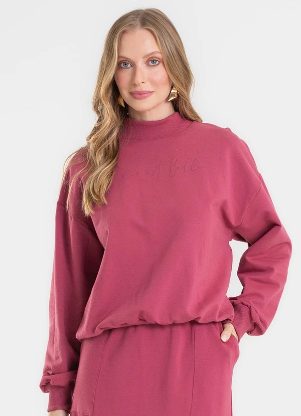 Rovitex - Blusão Estampado com Gola Alta Vermelho 4