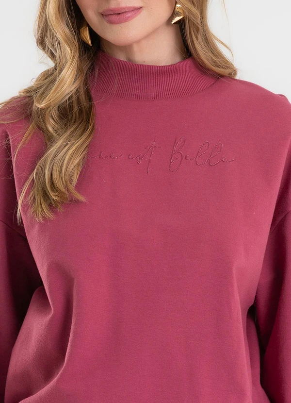 Rovitex - Blusão Estampado com Gola Alta Vermelho 5