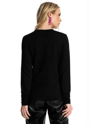 Rovitex - Blusão Estampado Feminino Preto - ROVITEX