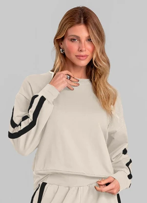 Dianna - Blusão Feminino em Molecotton Peluciado Bege - DIANNA