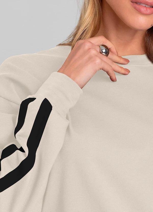 Dianna - Blusão Feminino em Molecotton Peluciado Bege 4