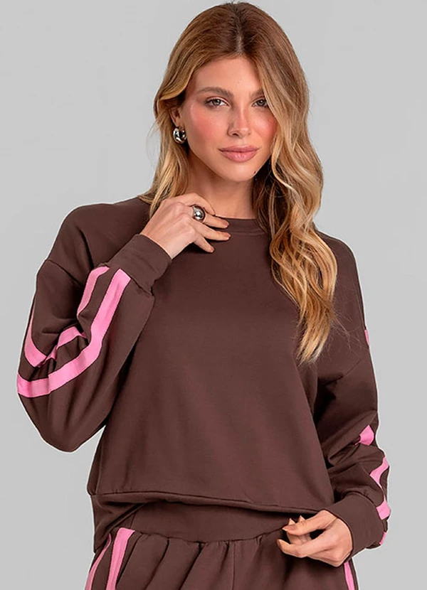 Dianna - Blusão Feminino em Molecotton Peluciado Marrom 1