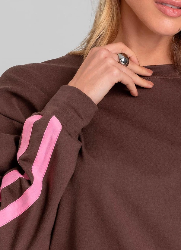 Dianna - Blusão Feminino em Molecotton Peluciado Marrom 4