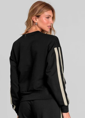 Dianna - Blusão Feminino em Molecotton Peluciado Preto - DIANNA