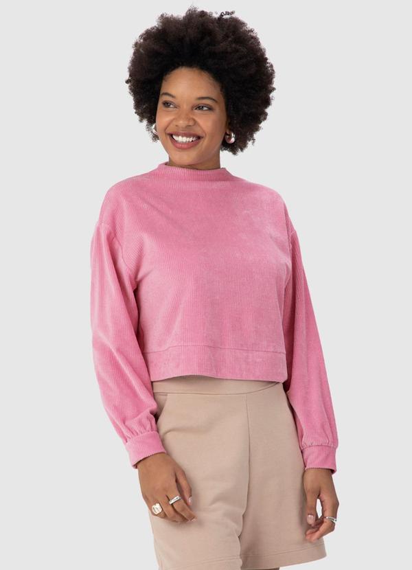 Malwee - Blusão Feminino em Plush Cotelê Rosa