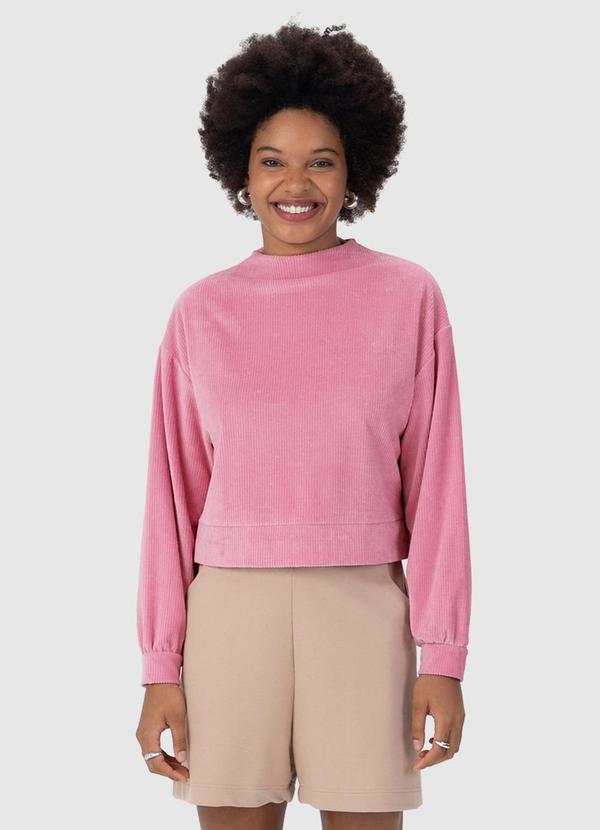 Malwee - Blusão Feminino em Plush Cotelê Rosa 4