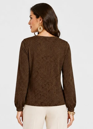 Infinita Cor - Blusão Feminino em Tecido Aspen Marrom - INFINITA COR