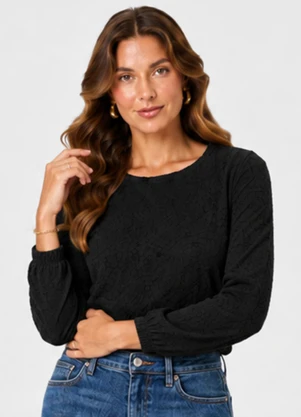Infinita Cor - Blusão Feminino em Tecido Aspen Preto - INFINITA COR