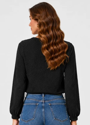 Infinita Cor - Blusão Feminino em Tecido Aspen Preto - INFINITA COR