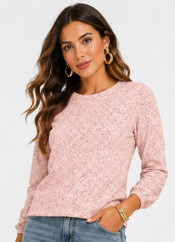 Infinita Cor - Blusão Feminino em Tecido Aspen Rosa
