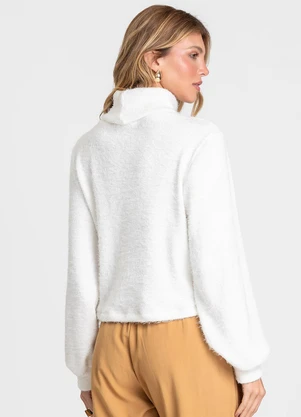 Dianna - Blusão Feminino em Tricot Felpudo Bege - DIANNA