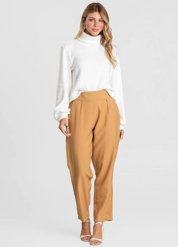 Blusão Feminino em Tricot Felpudo Bege - Dianna
