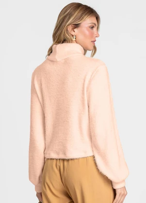 Dianna - Blusão Feminino em Tricot Felpudo Rosa - DIANNA