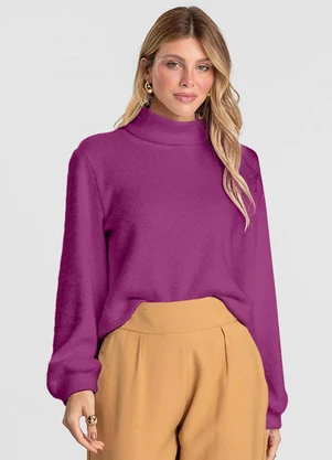 Dianna - Blusão Feminino em Tricot Felpudo Roxo - DIANNA