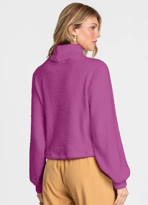 Dianna - Blusão Feminino em Tricot Felpudo Roxo - DIANNA
