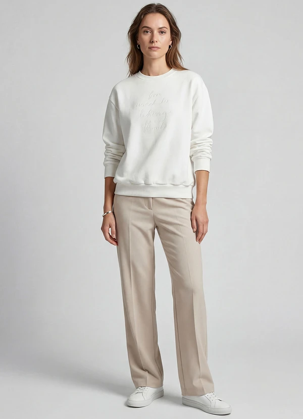 Rovitex - Blusão Feminino Moletom Peluciado Bege 2