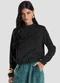 Dianna - Blusão Feminino Plush Gola Dupla Preto - variação: Preto