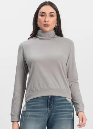 Infinita Cor - Blusão Gola Alta Feminino Cinza - INFINITA COR