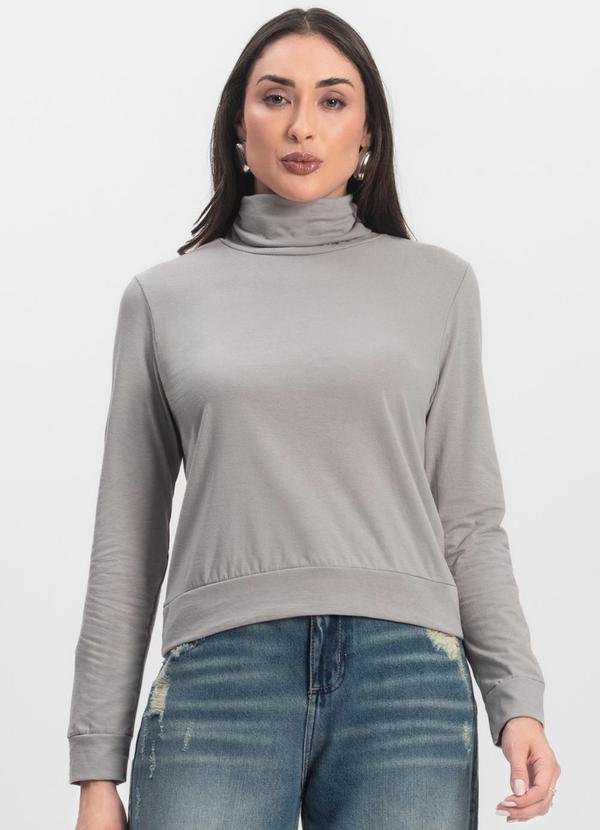 Infinita Cor - Blusão Gola Alta Feminino Cinza