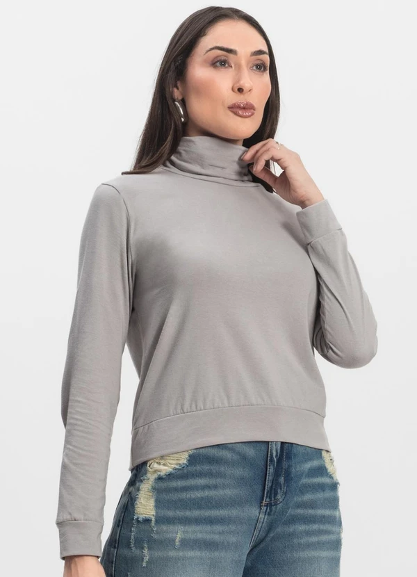 Infinita Cor - Blusão Gola Alta Feminino Cinza 4