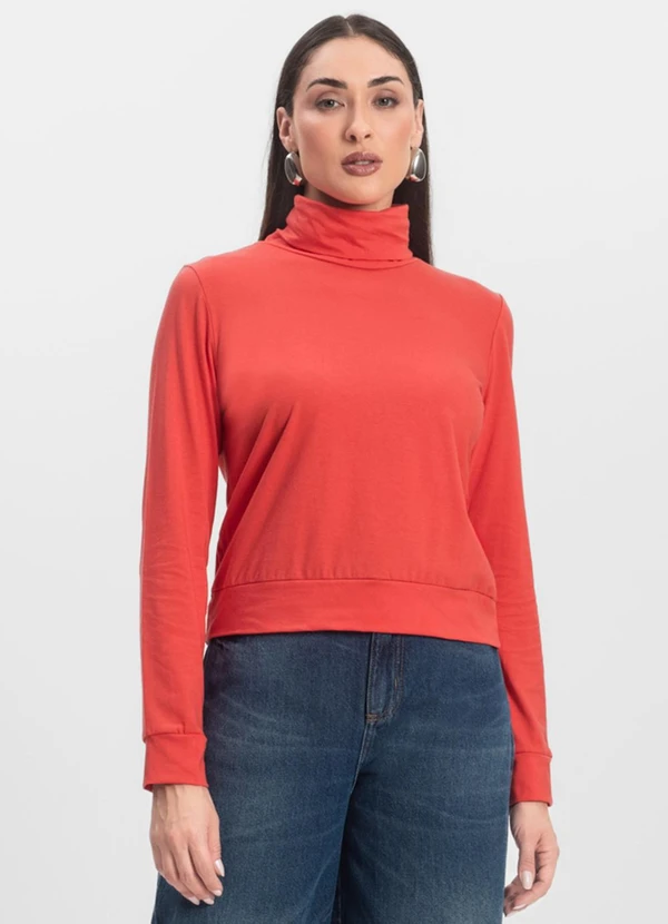 Infinita Cor - Blusão Gola Alta Feminino Laranja