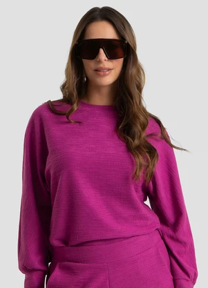 Dianna - Blusão Manga Longa em Malhão Maquinetado Roxo - DIANNA