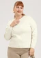 Cativa - Blusão Plus Size em Algodão Laranja - variação: Off White