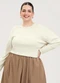 Cativa - Blusão Plus Size em Algodão Laranja - variação: Off White
